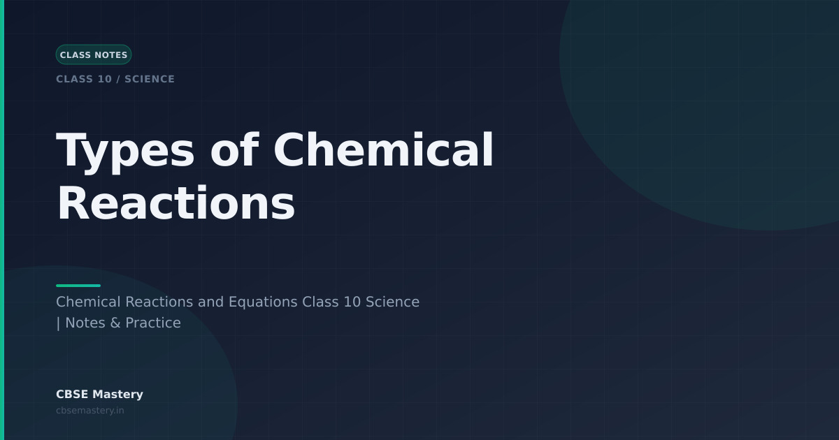 Types of Chemical Reactions Class 10 Notes CBSE Science | CBSE Mastery